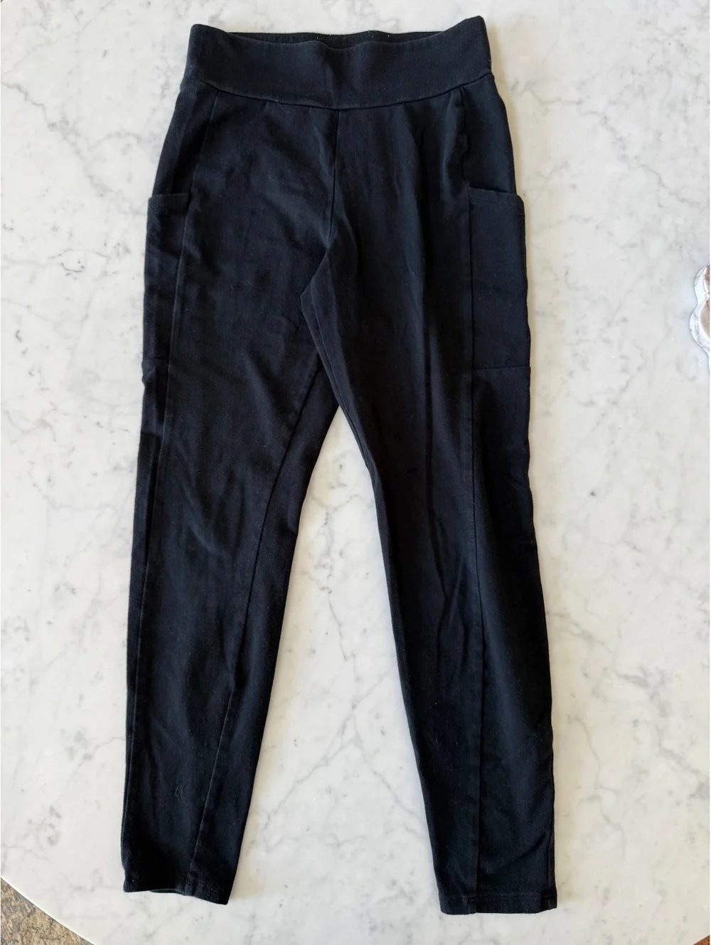Cat & Jack Girls L 10/12 Black Pull On Leggings Pants Side Pockets